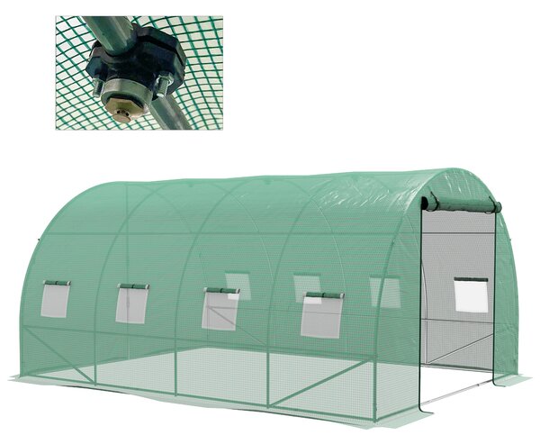 Outsunny Sprinkler System Polytunnel Greenhouse, 4 x 3(m), Green