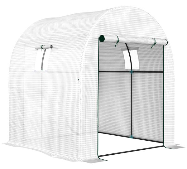 Outsunny 180 x 180cm Walk-In Polytunnel Greenhouse - White