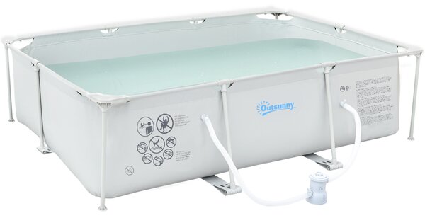 Outsunny Steel Frame Pool with Filter Pump & Filter Cartridge Rust Resistant Above Ground Pool w/ Sidewalls, 292 x 190 x 75cm, Grey Aosom UK