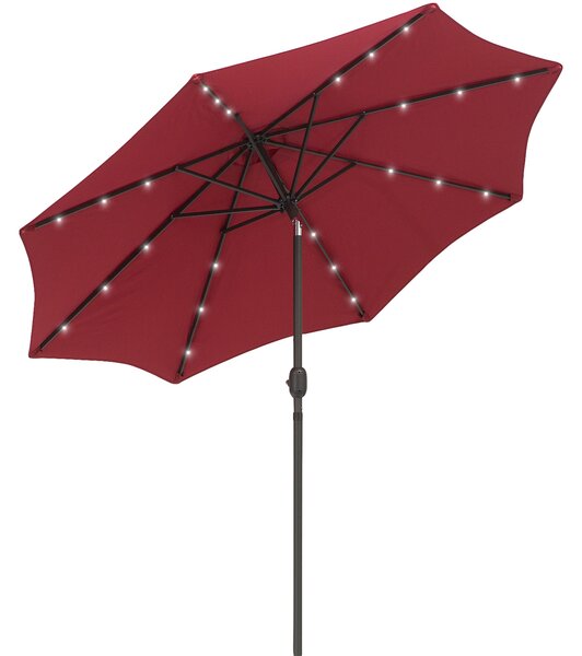 Outsunny 24 LED Solar Powered Parasol Umbrella-Wine Red Aosom UK