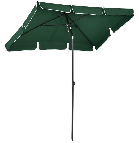 Outsunny Aluminous Rectangular Parasol: Tilting Patio Sunshade, 2M x 1.25M, Verdant Green