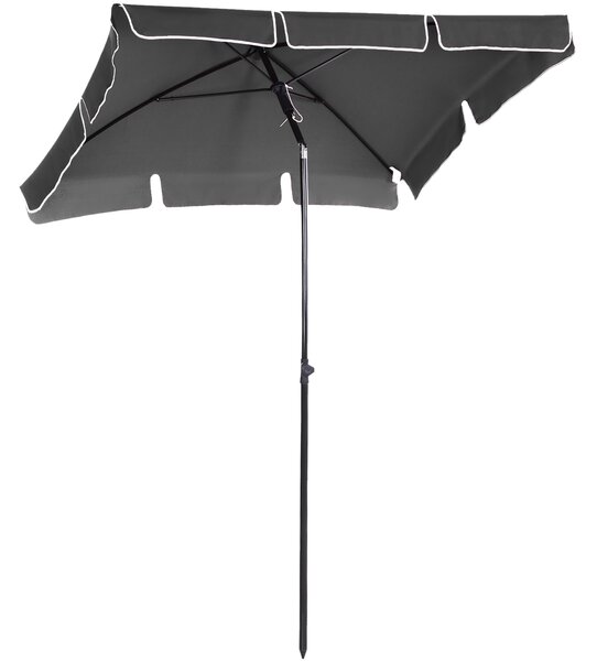 Outsunny Aluminium Sun Umbrella Parasol Patio Garden Rectangular Tilt 2M x 1.25M Aosom UK