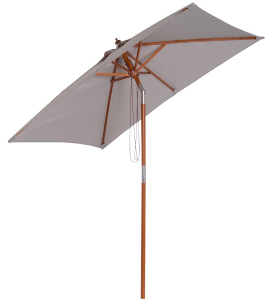 Outsunny Waterproof 2m x 1.5m Patio Garden Parasol Sun Umbrella Sunshade Canopy Outdoor Furniture Fir Wooden Pole 6 Ribs Tilt Mechanism Aosom UK