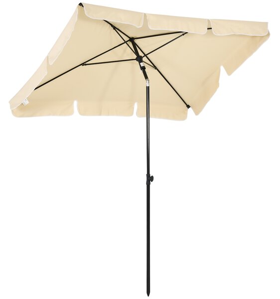 Outsunny Rectangular Parasol: Aluminium Patio Umbrella with Tilt, 2M x 1.25M, Beige