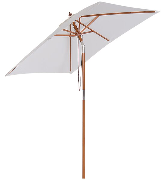 Outsunny Waterproof Garden Parasol, 2m x 1.5m, Fir Wooden Pole, 6 Ribs, Tilt Mechanism, Sunshade Canopy, Cream White Aosom UK