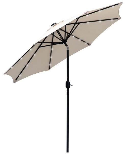 Outsunny 24 LED Solar Powered Parasol Umbrella-Creamy White