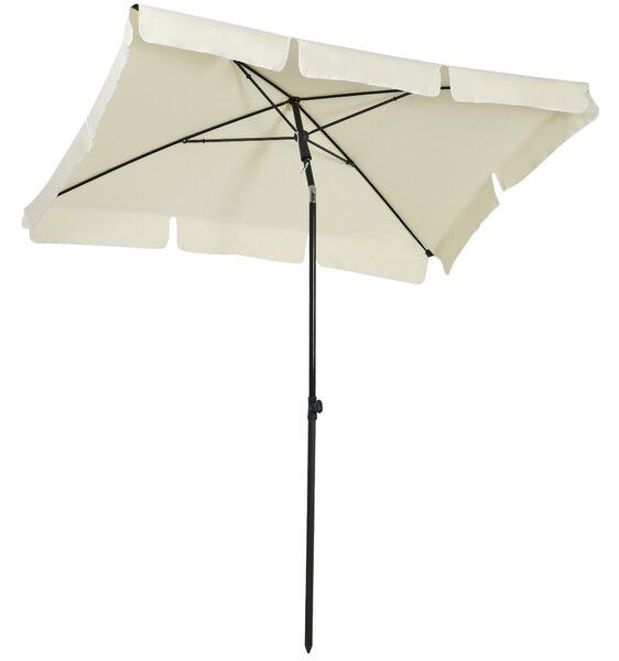 Outsunny Aluminium Sun Parasol, Garden Patio Umbrella with Tilt Mechanism, 2M x 1.25M, Cream White Aosom UK