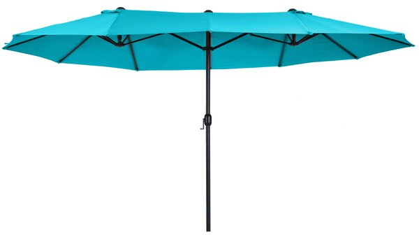 Outsunny Waterproof 4.6m Double-Sided Patio Parasol Sun Umbrella-Blue Aosom UK
