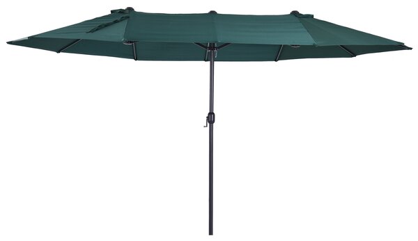 Outsunny Waterproof 4.6m Garden Parasol Double-Sided Sun Umbrella Patio Market Shelter Canopy Shade Outdoor Green Aosom UK