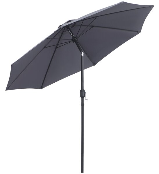 Outsunny Garden Parasol, 2.7M Patio Sun Umbrella, Tilt Shade Shelter Canopy with Aluminium Frame, Charcoal Grey Aosom UK