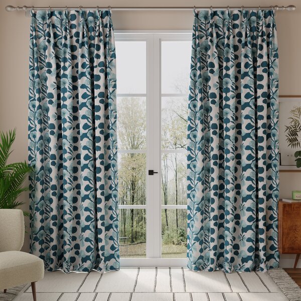 Linda Barker Evergreen Flower Made To Measure Curtains Blue