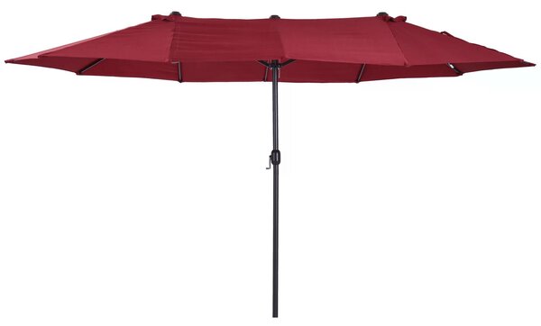 Outsunny Waterproof 4.6m Double-Sided Patio Parasol Sun Umbrella-Wine Red Aosom UK