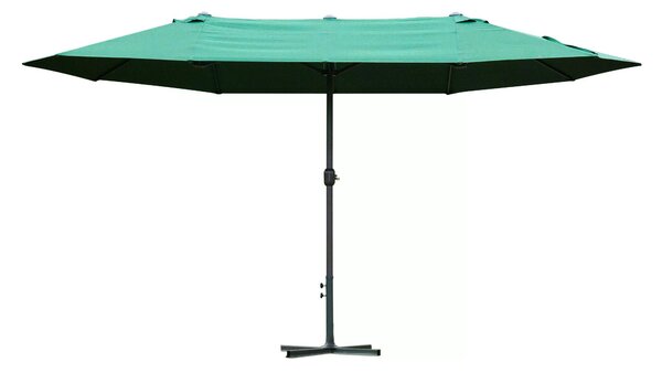 Outsunny 4.6m Garden Parasol Double-Sided Sun Umbrella Patio Market Shelter Canopy Shade Outdoor Dark Green