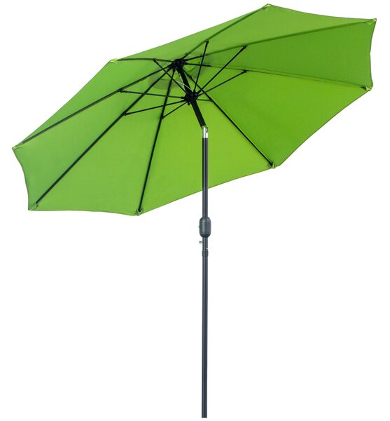 Outsunny 2.7M Patio Parasol Sun Umbrella, Tilt Shade Shelter Canopy with Crank 8 Ribs Aluminium Frame, Light Green