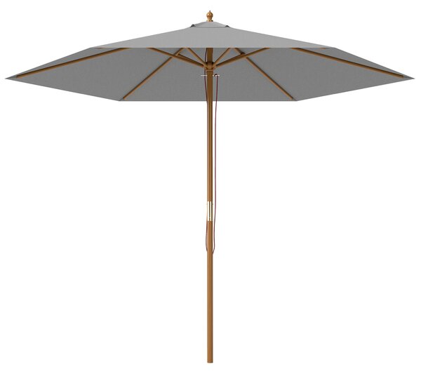Outsunny 2.5m Wood Garden Parasol Sun Shade Patio Outdoor Wooden Umbrella Canopy Light Grey