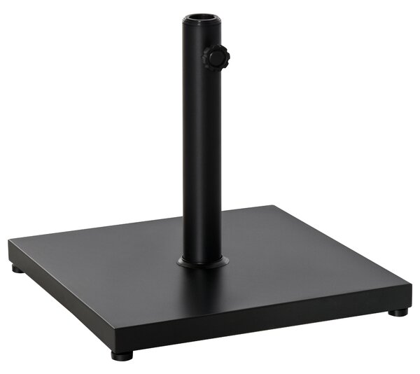 Outsunny Square Parasol Base, Steel Stand with Adjustable Knob, Sturdy Umbrella Holder, Black