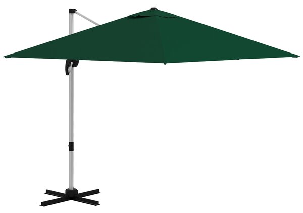 Outsunny Waterproof Cantilever Parasol Paradise: 3x3m Square Shade with Crank, Tilt, and 360° Rotation, Aluminium Frame, Green Aosom UK
