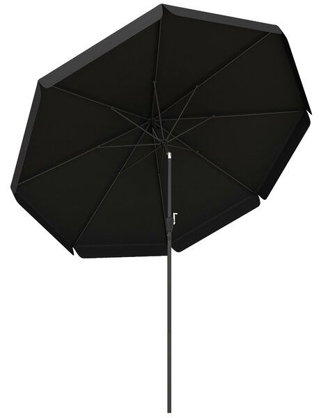 Outsunny 2.7m Patio Parasol: Tilting Crank Umbrella with Ruffled Canopy, 8 Sturdy Ribs, Jet Black Aosom UK