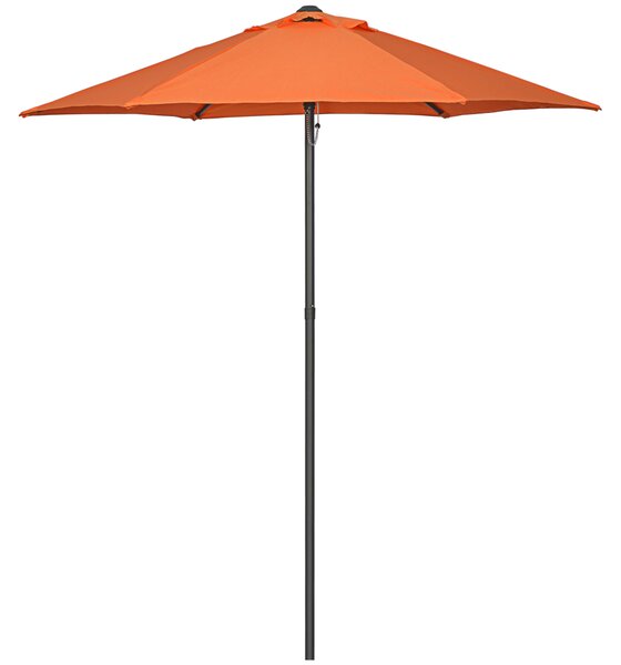 Outsunny Patio Parasol, 2m Outdoor Sun Shade with 6 Ribs for Garden, Balcony, Bench, Orange Aosom UK