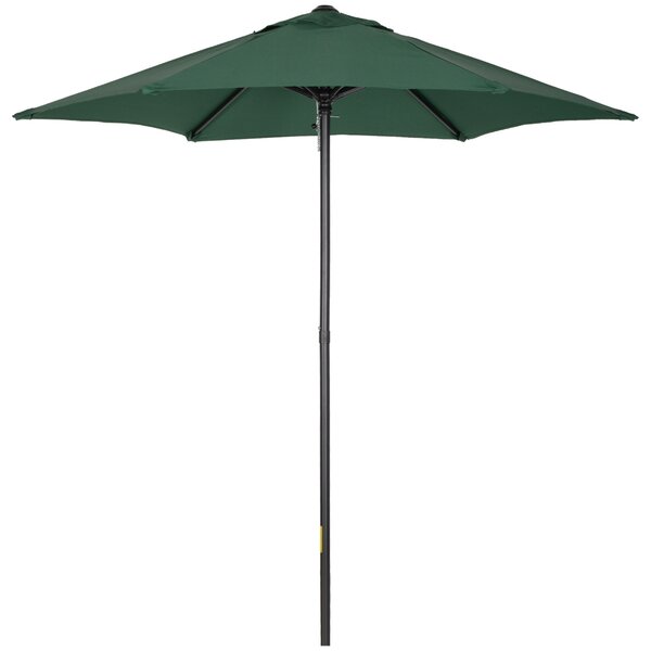 Outsunny Patio Parasol, 2m Outdoor Sun Shade Umbrella with 6 Durable Ribs for Garden, Balcony, Green Aosom UK