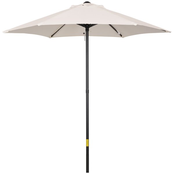 Outsunny Cream Patio Parasol: 6-Rib Outdoor Sun Shade for Balcony & Garden, 2M Aosom UK