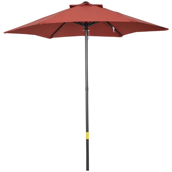 Outsunny Waterproof Patio Parasol, 2m Outdoor Sun Shade Umbrella with 6 Durable Ribs for Garden, Balcony, Wine Red Aosom UK
