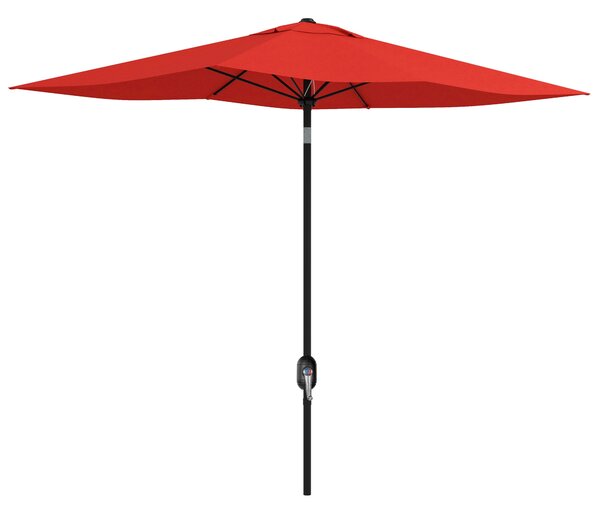 Outsunny 2 x 3(m) Garden Parasol Umbrella, Rectangular Outdoor Market Umbrella Sun Shade with Crank & Push Button Tilt, 6 Ribs, Wine Red