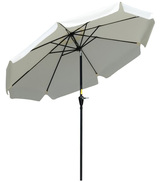 Outsunny 2.66m Patio Umbrella Garden Parasol Outdoor Sun Shade Table Umbrella with Ruffles, 8 Sturdy Ribs, Cream White