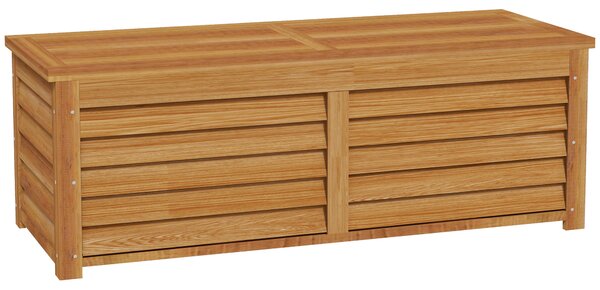 Outsunny 292L Outdoor Storage Box, Wooden Deck Box Garden Storage Container for Balcony, Porch, Poolside, Light Brown Aosom UK