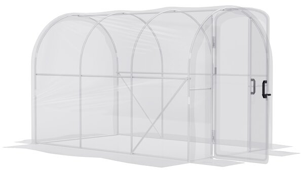 Outsunny Polytunnel Greenhouse Walk-in Grow House with PE Cover, Door and Galvanised Steel Frame, 3 x 2 x 2m, Clear