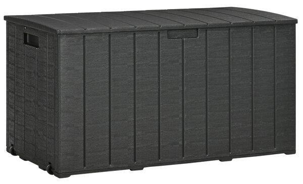 Outsunny 336 Litre Extra Large Outdoor Garden Storage Box, Water-resistant Heavy Duty Double Wall Plastic Container, Garden Furniture Organizer, Deck Cushion Chest with Wheels and Handles, Black