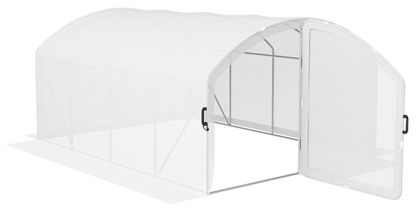 Outsunny Polytunnel Greenhouse Walk-in Grow House with UV-resistant PE Cover, Door, Galvanised Steel Frame, 4 x 3 x 2m, White