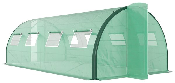 Outsunny Greenhouse and Polytunnels, Galvanised Steel Upgraded Structure Walk-in Polytunnel Greenhouse, 6 x 3m, Allows Sunlight, Green Aosom UK