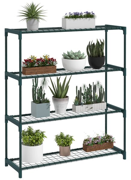 Outsunny Four-Tier Steel Plant Shelf - Black Aosom UK