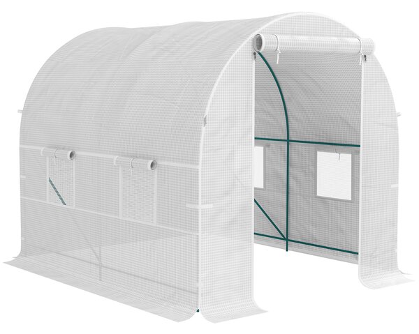 Outsunny Heavy Duty Polytunnel, Walk in Polytunnel Greenhouse with Door & Windows, Galvanised Steel Frame, 200W x 245D x 198H cm Aosom UK