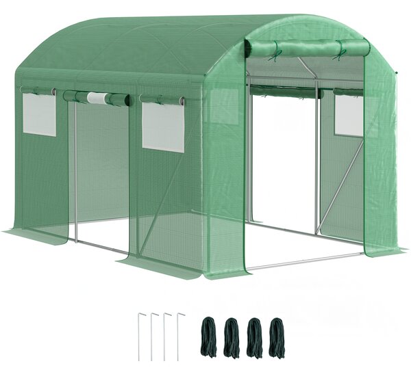 Outsunny 9.8 x 6.6ft Walk-In Polytunnel Greenhouse - Green