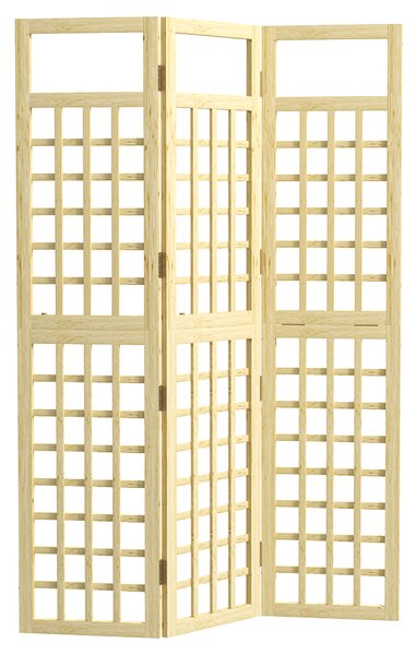 Outsunny 3-Panel Garden Privacy Screen, Freestanding Foldable Wooden Outdoor Divider/Trellis for Garden Patio, 120 x 170 cm, Natural Wood Finish