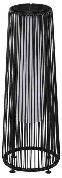 Outsunny Patio Garden Solar Powered Lights Woven Resin Wicker Lantern Auto On/Off for Porch, Yard, Lawn, Courtyard, Black Aosom UK