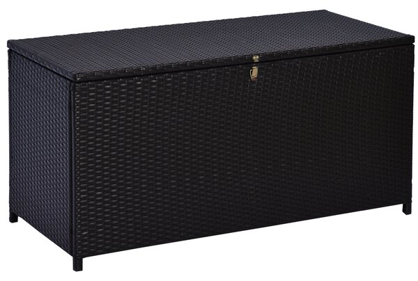 Outsunny Rattan Storage Box Outdoor Indoor Wicker Cabinet Chest Garden Furniture 118 x 54 x 59cm - Dark Brown Aosom UK