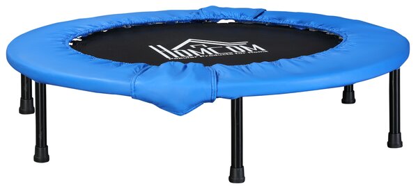 Soozier Φ96cm Foldable Mini Fitness Trampoline Home Gym Yoga Exercise Rebounder Indoor Outdoor Jumper w/ Safety Pad, Blue and Black