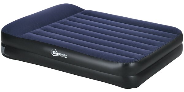Outsunny Queen Inflatable Air Mattress with Built-in Electric Pump, Integrated Pillow for Comfortable Sleep Aosom UK