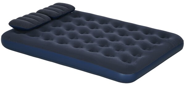 Outsunny Inflatable Slumber: Queen-Size Air Bed with Built-In Pump, Comfy Sleeping Solution, Azure Blue Aosom UK