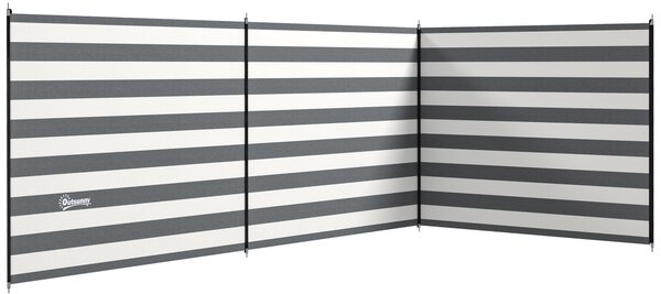 Outsunny 5 Pole Camping Windbreaks, Beach Wind Shield Shelter w/ Carry Bag and Steel Poles, Caravan Privacy Shield, 540cm x 150cm, Grey