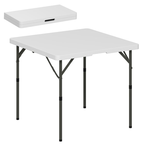 Outsunny 3ft Folding Camping Table, Heavy Duty Picnic Table with 2 Adjustable Height for Indoor Outdoor Garden, Party, BBQ, White