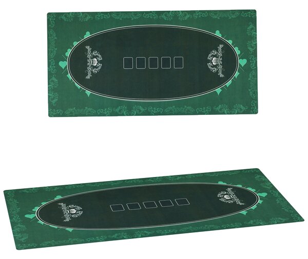 SPORTNOW 239.3 x 115.5 cm Professional Texas Hold'em Poker Mat 12 Player Water-Resistant Poker Table Mat with Felt Surface Carry Bag, Green