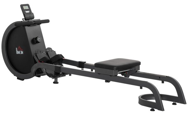 HOMCOM Rowing Machine with 16 Level Adjustable Resistances Magnetic Foldable Rower w/ 2 Aluminium Slide Rails, Digital Monitor for Home Use, Gym