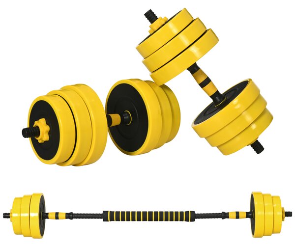 HOMCOM 25KGS Dumbbell & Barbell Adjustable Set Plate Bar Clamp Rod Home Gym Sports Area Exercise Ergonomic