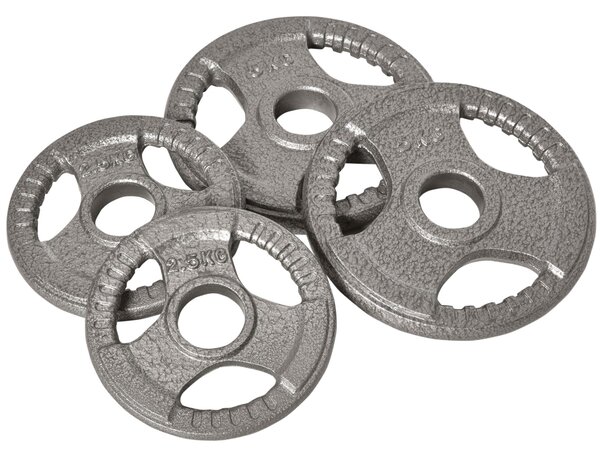 HOMCOM 4 PCS Olympic Weight Plates Grip Plate Sets for Strength and Crossfit and Weightlifting Training, Barbell Weight Set for Home Aosom UK