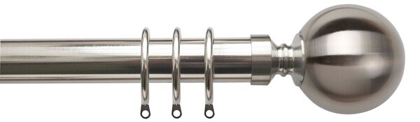 35mm Ball Fixed Metal Curtain Pole Satin Silver
