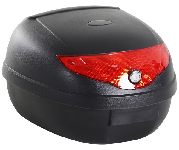 HOMCOM Motorcycle Top Box with Reflectors, 24L Luggage Case, Secure & Waterproof, Black/Red Aosom UK